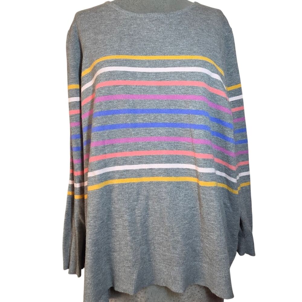 Stripped Gray Pull Over Sweater Size 2X